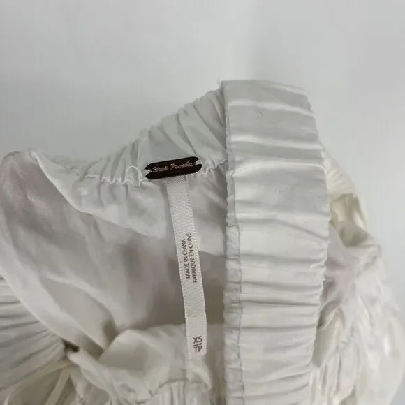 Free People Dress Size XS Womens White Midi Maxi Open Back Puff Sleeve Romantic - Picture 9 of 11